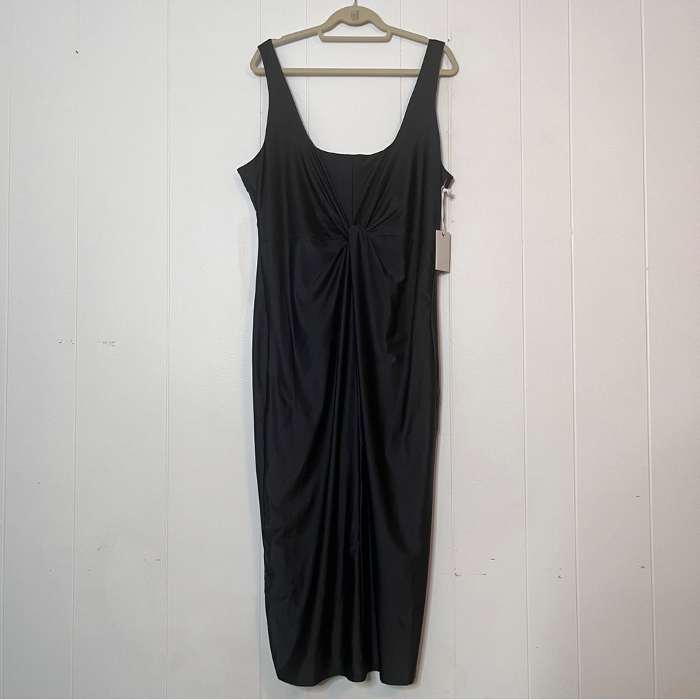 Good American Twist Front High Shine Jersey Sheath Dress Sleeveless Stretch 4XL